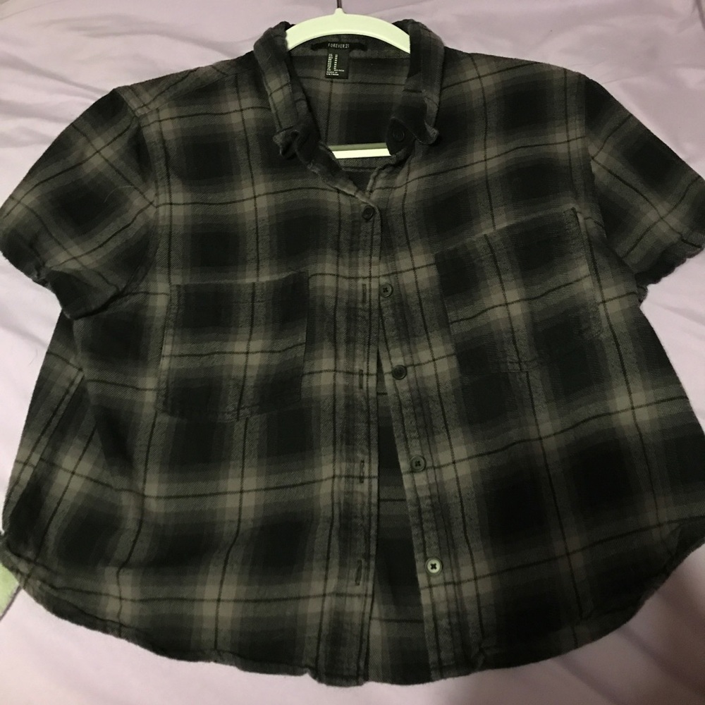 Purple flannel crop top